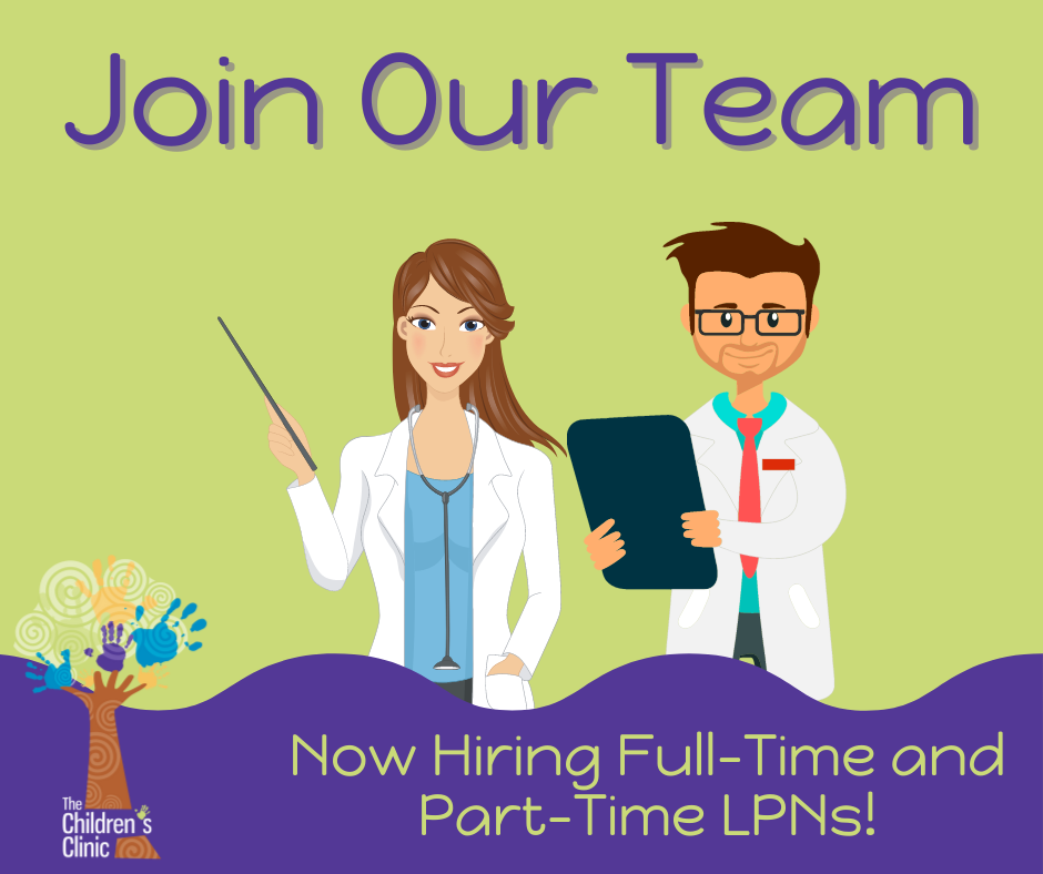 The Children’s Clinic currently has full-time and part-time LPN positions open from Monday – Friday. Please send resumes to: cmilburn@jbrkids.com.